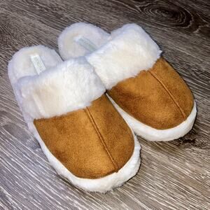 NEW 7-8 Urban Outfitters Vegan Suede Brown Flatform Platform‎ Shearling Slippers